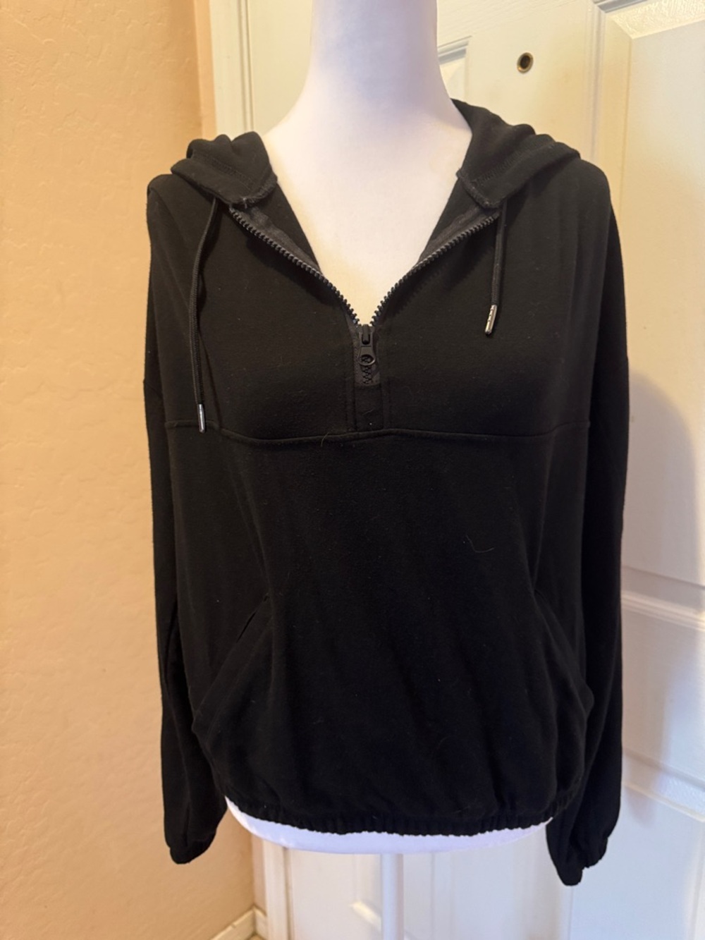 Daisy Fuentes Black Half-Zip Hoodie